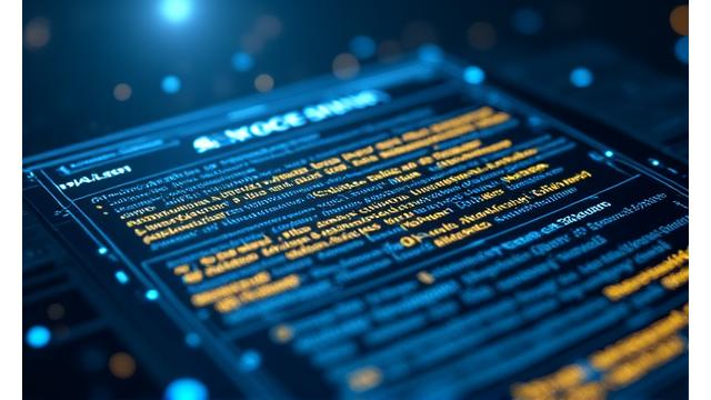 Immagine di intelligenza artificiale che analizza un contratto digitale su uno schermo, con evidenze grafiche di clausole importanti.