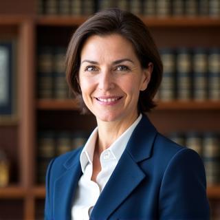 Ritratto professionale del Chief Legal Officer di Giustizia Nobile, un uomo elegante e affidabile, con libri giuridici sullo sfondo.