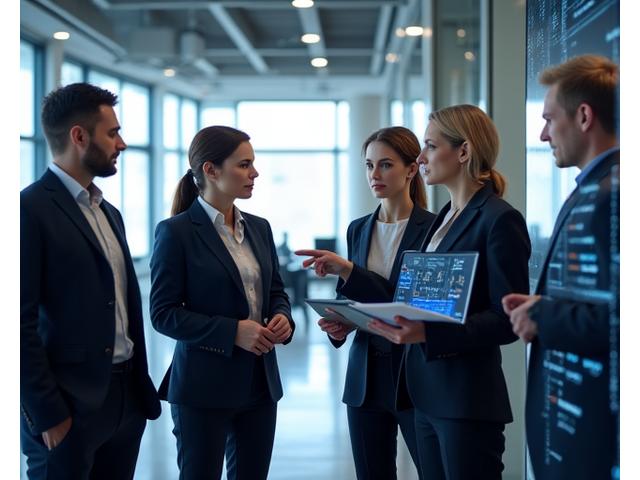 Team di esperti legaltech che collaborano in un ambiente moderno e luminoso, simboleggiando disponibilità e competenza.