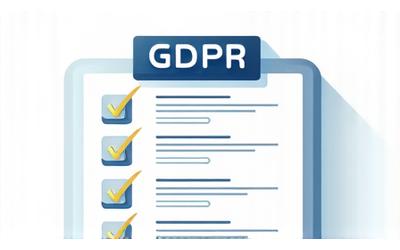 Checklist con icone di spunta e testi sulla compliance GDPR.