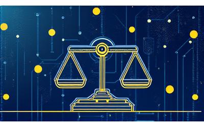 Copertina di un whitepaper: Guida Completa all'Automazione Legale 2024 con elementi AI e giustizia.
