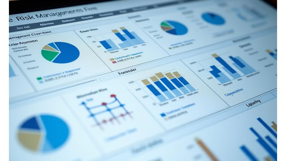 Dashboard di gestione del rischio che mostra diverse categorie di rischio e indicatori chiave.
