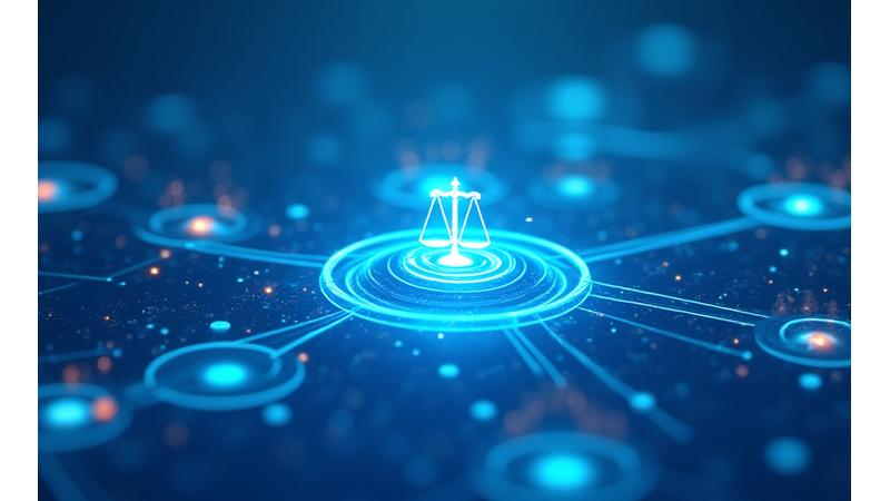 Concetto di ambito legale, icone che rappresentano servizi legali digitali come analisi contratti, automazione documenti e consulenza AI, mostrando la loro interconnessione.