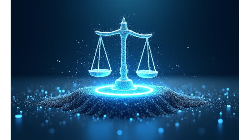 Icone di documentazione e sicurezza digitale, con una bilancia in equilibrio, simboleggiando la giustizia e la due diligence nelle procedure di risoluzione contrattuale.